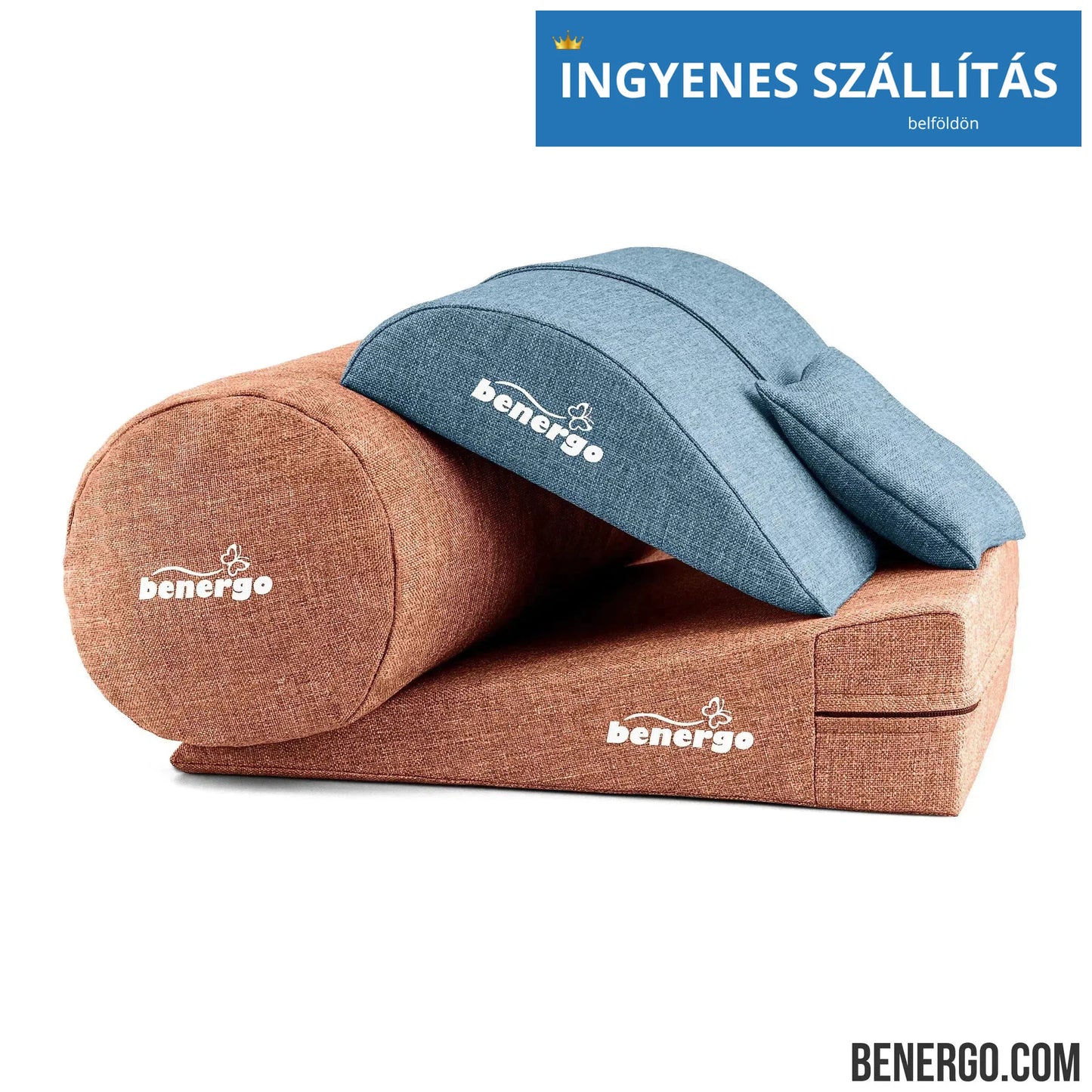 Benergo-teljes csomag-deluxe-tartásjavító párnák egy csomagban: ékpárna, deréktámasz, hengerpárna, egyedi színkombináció #29