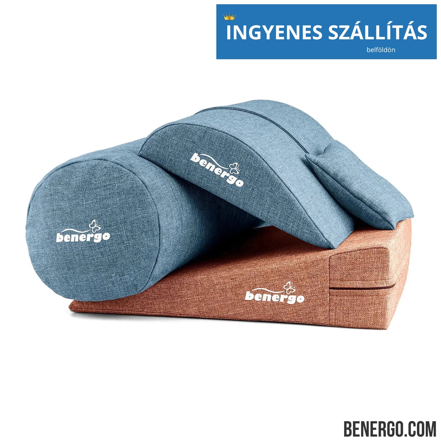 Benergo-teljes csomag-deluxe-tartásjavító párnák egy csomagban: ékpárna, deréktámasz, hengerpárna, egyedi színkombináció #30