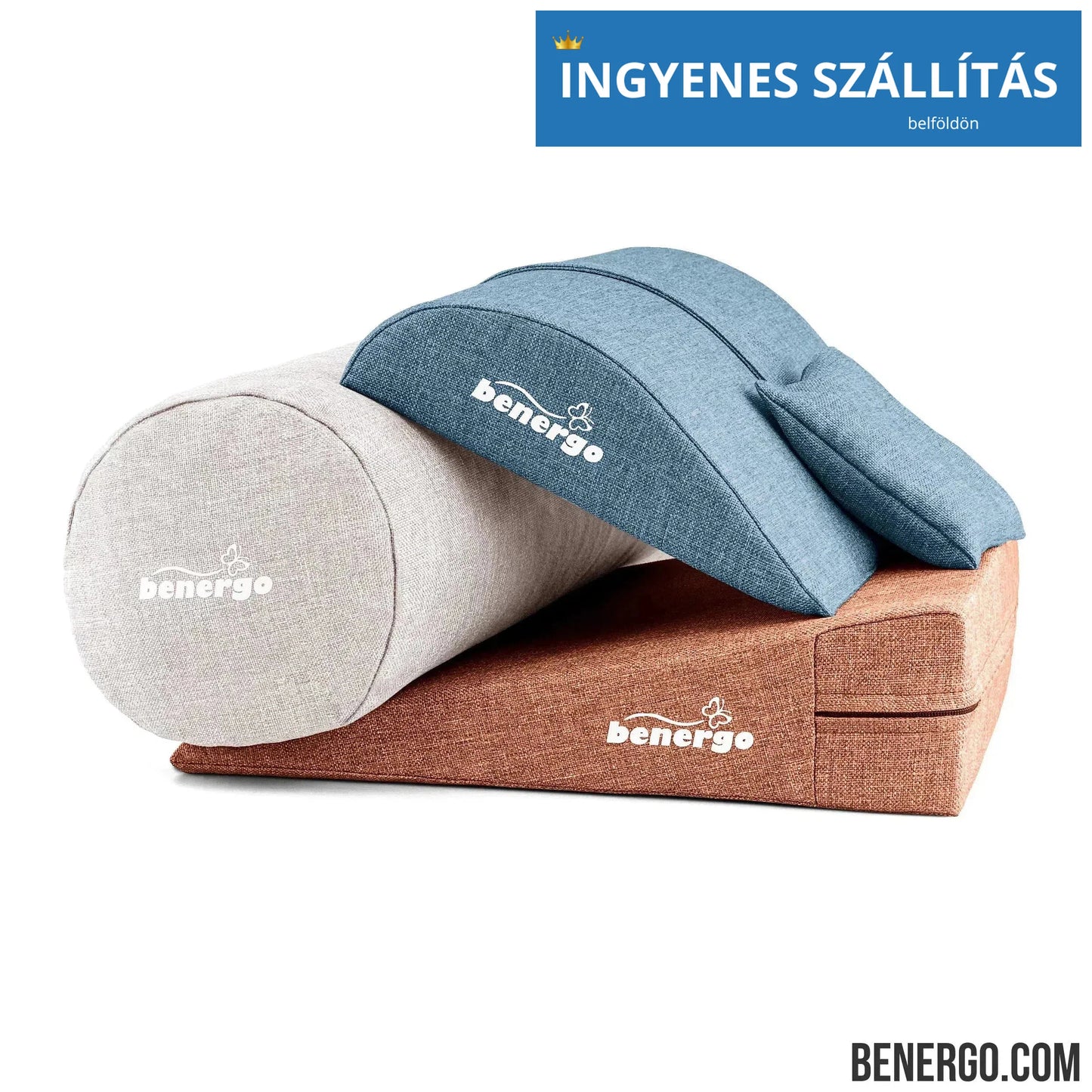 Benergo-teljes csomag-deluxe-tartásjavító párnák egy csomagban: ékpárna, deréktámasz, hengerpárna, egyedi színkombináció #31