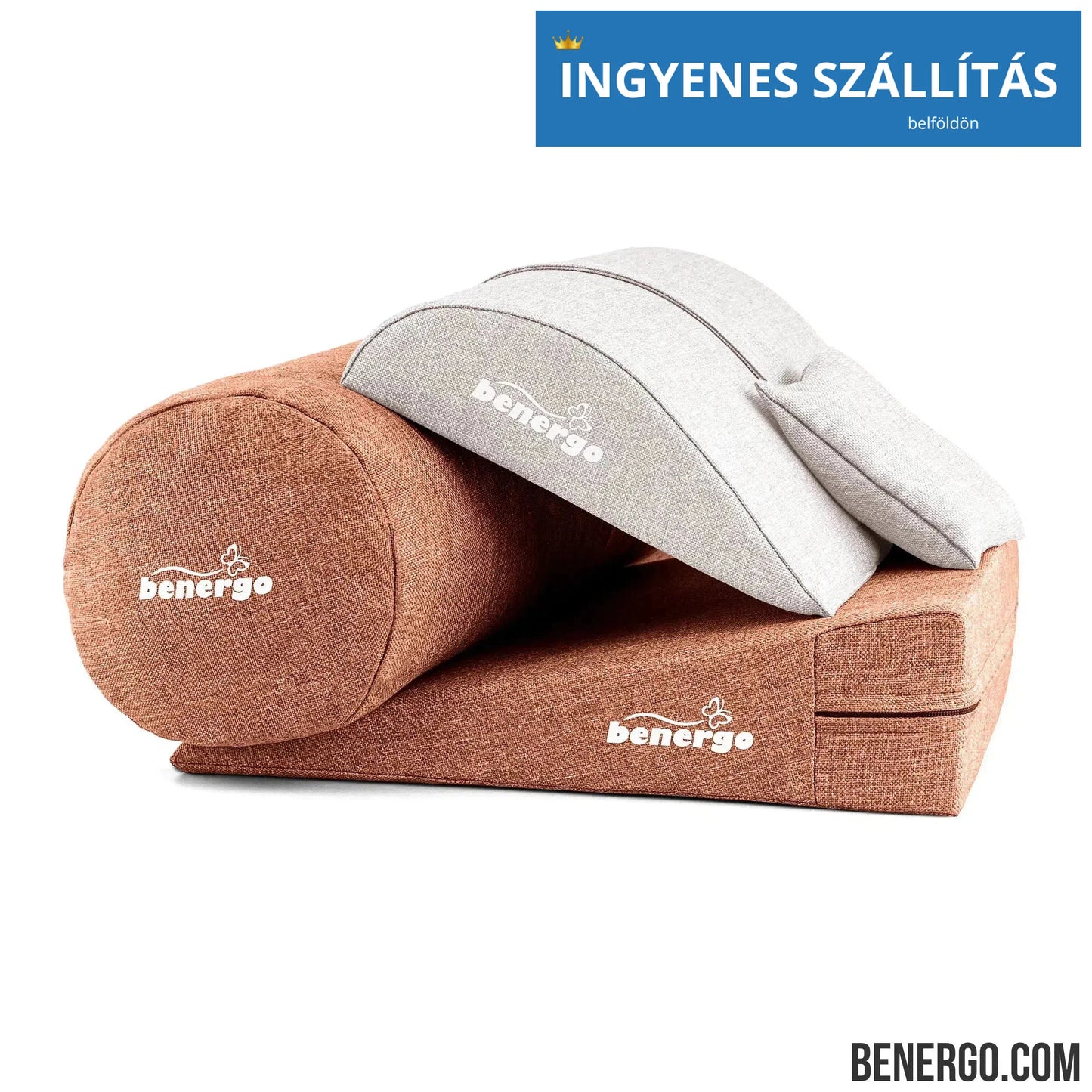 Benergo-teljes csomag-deluxe-tartásjavító párnák egy csomagban: ékpárna, deréktámasz, hengerpárna, egyedi színkombináció #33