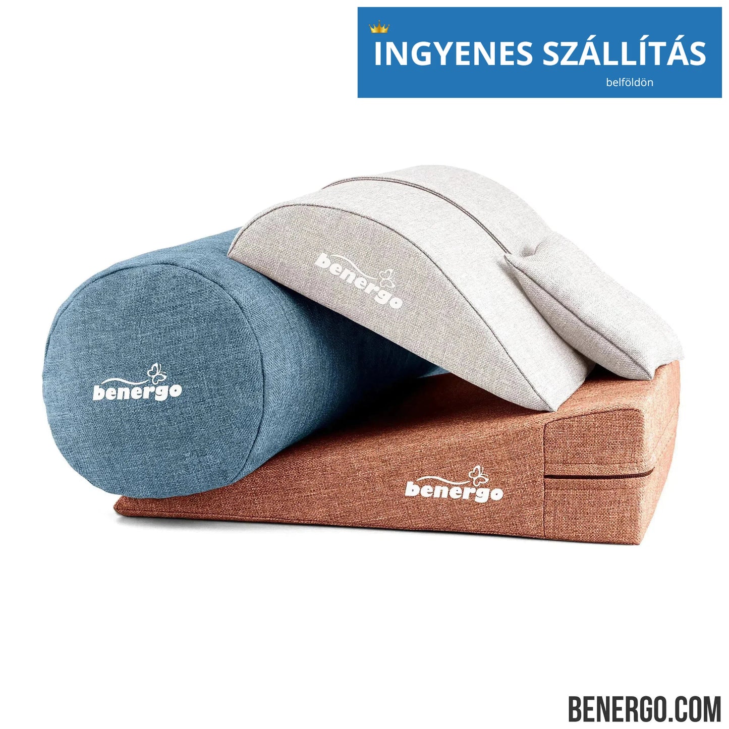 Benergo-teljes csomag-deluxe-tartásjavító párnák egy csomagban: ékpárna, deréktámasz, hengerpárna, egyedi színkombináció #34