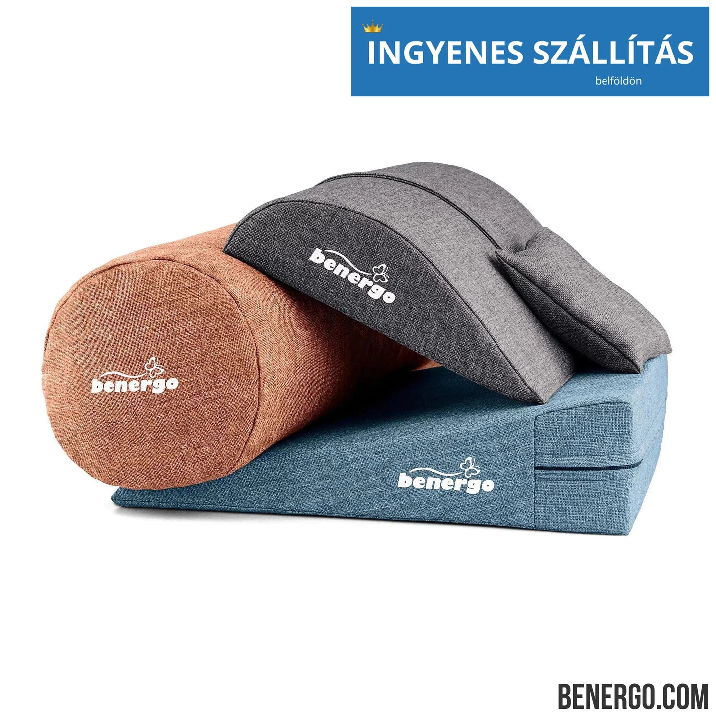 Benergo-teljes csomag-deluxe-tartásjavító párnák egy csomagban: ékpárna, deréktámasz, hengerpárna, egyedi színkombináció #37