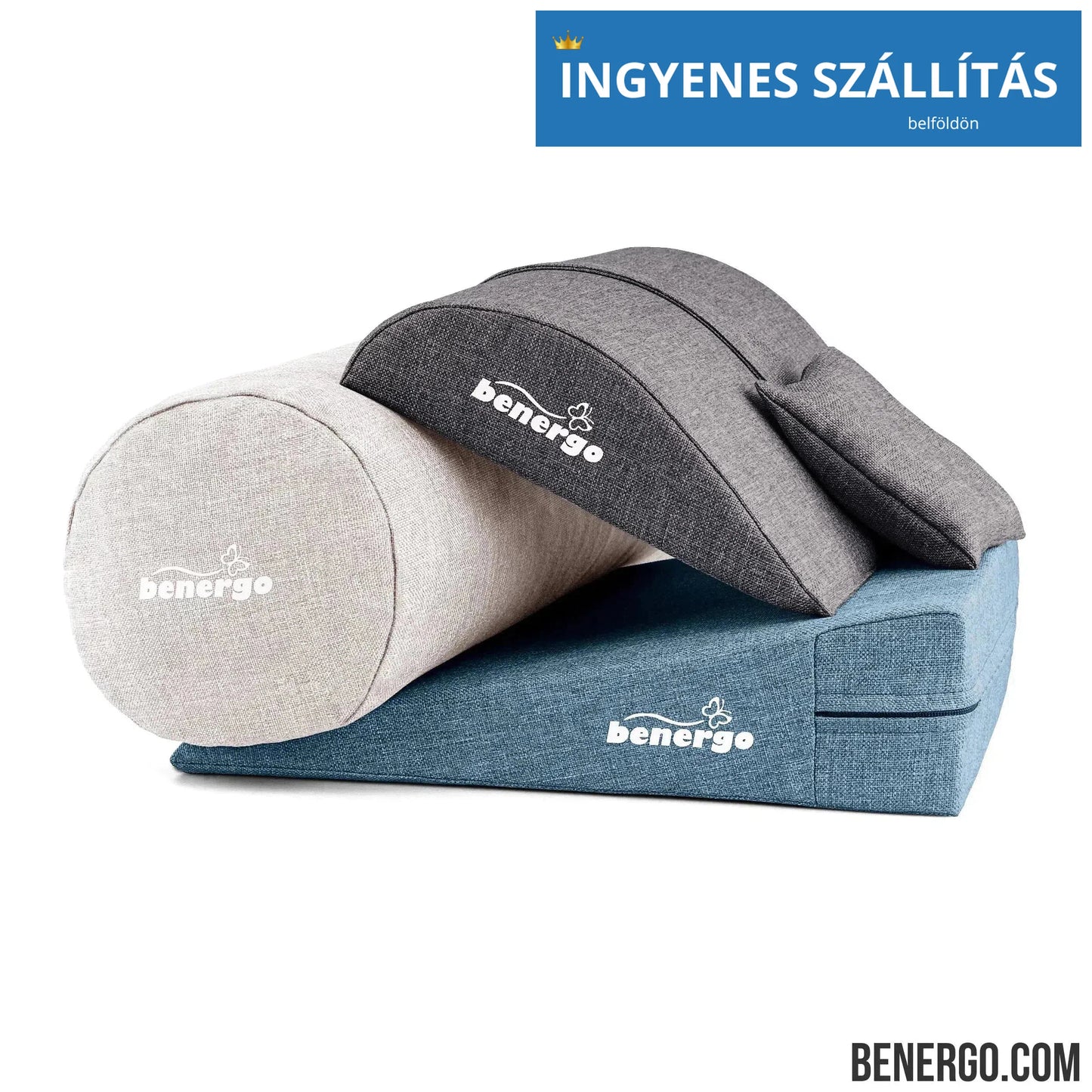 Benergo-teljes csomag-deluxe-tartásjavító párnák egy csomagban: ékpárna, deréktámasz, hengerpárna, egyedi színkombináció #39