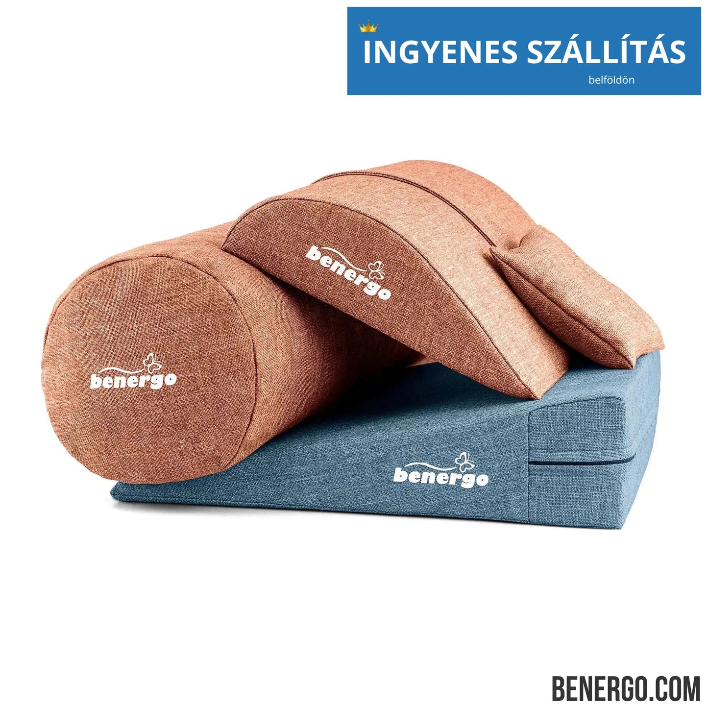 Benergo-teljes csomag-deluxe-tartásjavító párnák egy csomagban: ékpárna, deréktámasz, hengerpárna, egyedi színkombináció #41