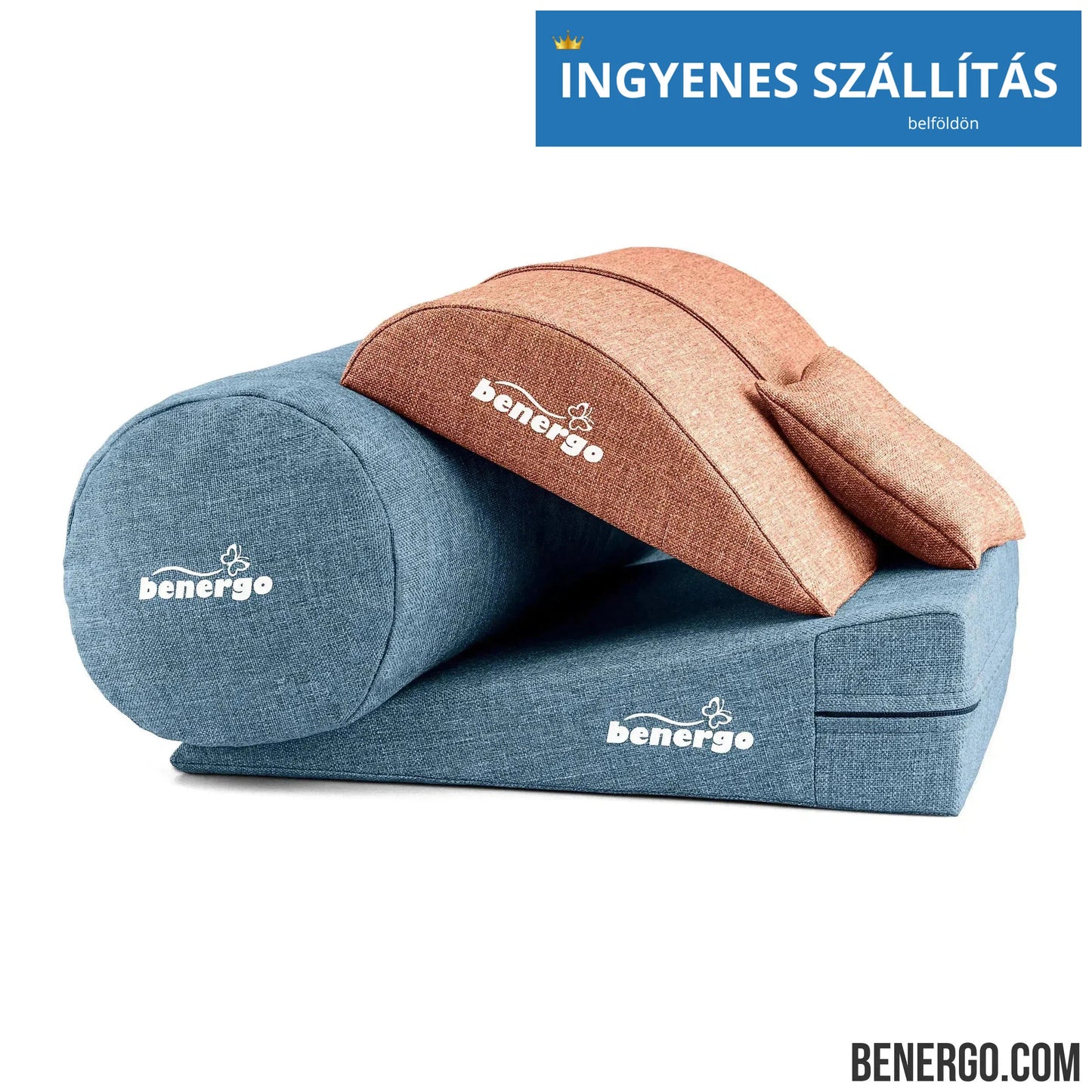 Benergo-teljes csomag-deluxe-tartásjavító párnák egy csomagban: ékpárna, deréktámasz, hengerpárna, egyedi színkombináció #42