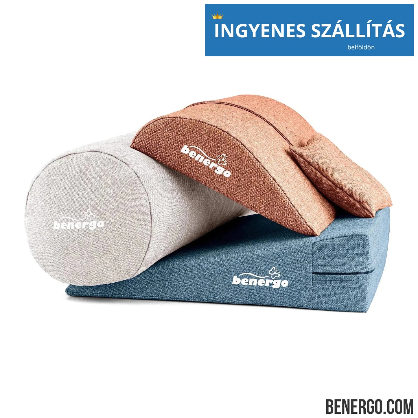 Benergo-teljes csomag-deluxe-tartásjavító párnák egy csomagban: ékpárna, deréktámasz, hengerpárna, egyedi színkombináció #43