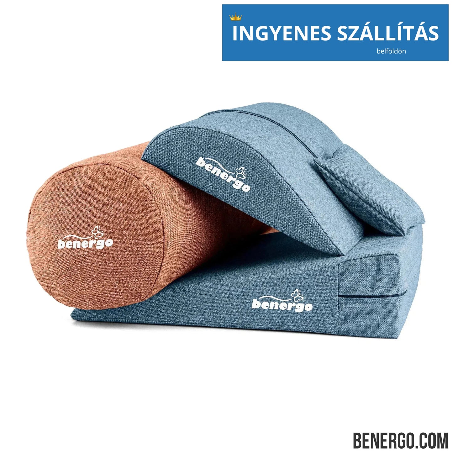 Benergo-teljes csomag-deluxe-tartásjavító párnák egy csomagban: ékpárna, deréktámasz, hengerpárna, egyedi színkombináció #45