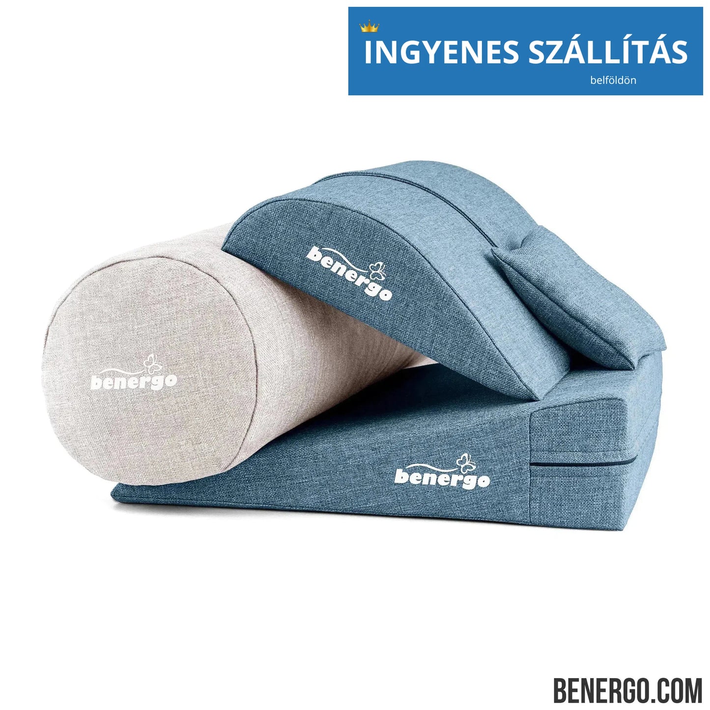 Benergo-teljes csomag-deluxe-tartásjavító párnák egy csomagban: ékpárna, deréktámasz, hengerpárna, egyedi színkombináció #47