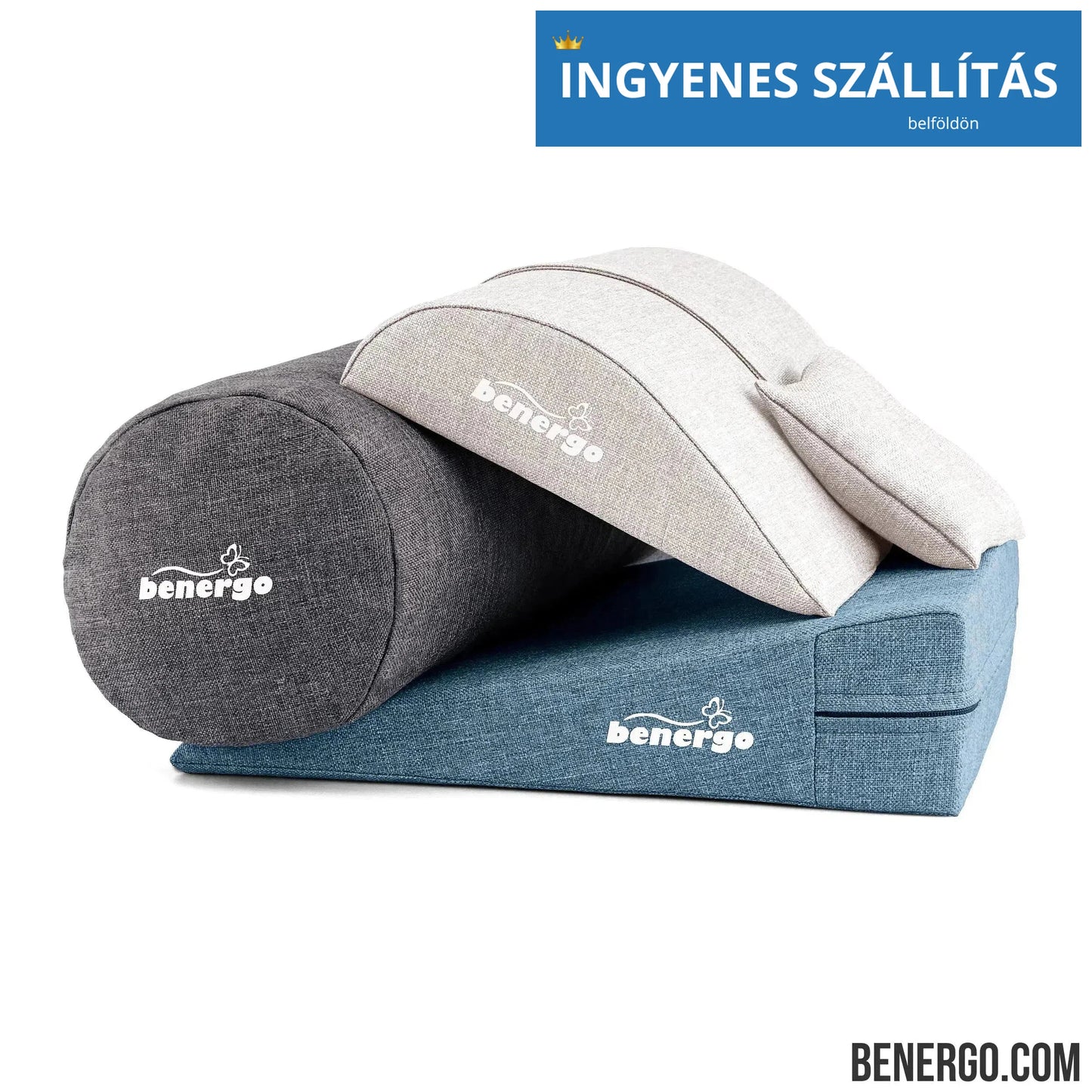 Benergo-teljes csomag-deluxe-tartásjavító párnák egy csomagban: ékpárna, deréktámasz, hengerpárna, egyedi színkombináció #48