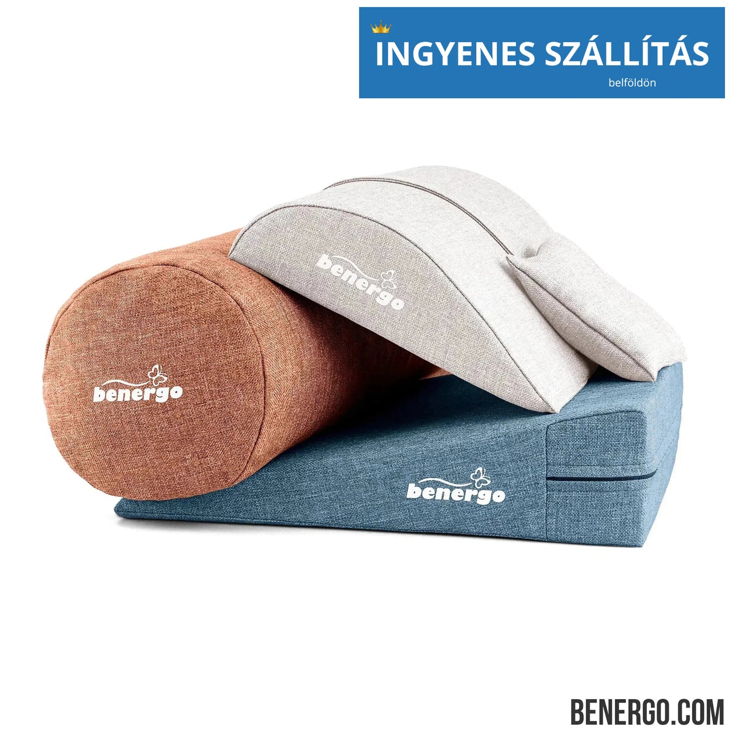 Benergo-teljes csomag-deluxe-tartásjavító párnák egy csomagban: ékpárna, deréktámasz, hengerpárna, egyedi színkombináció #49