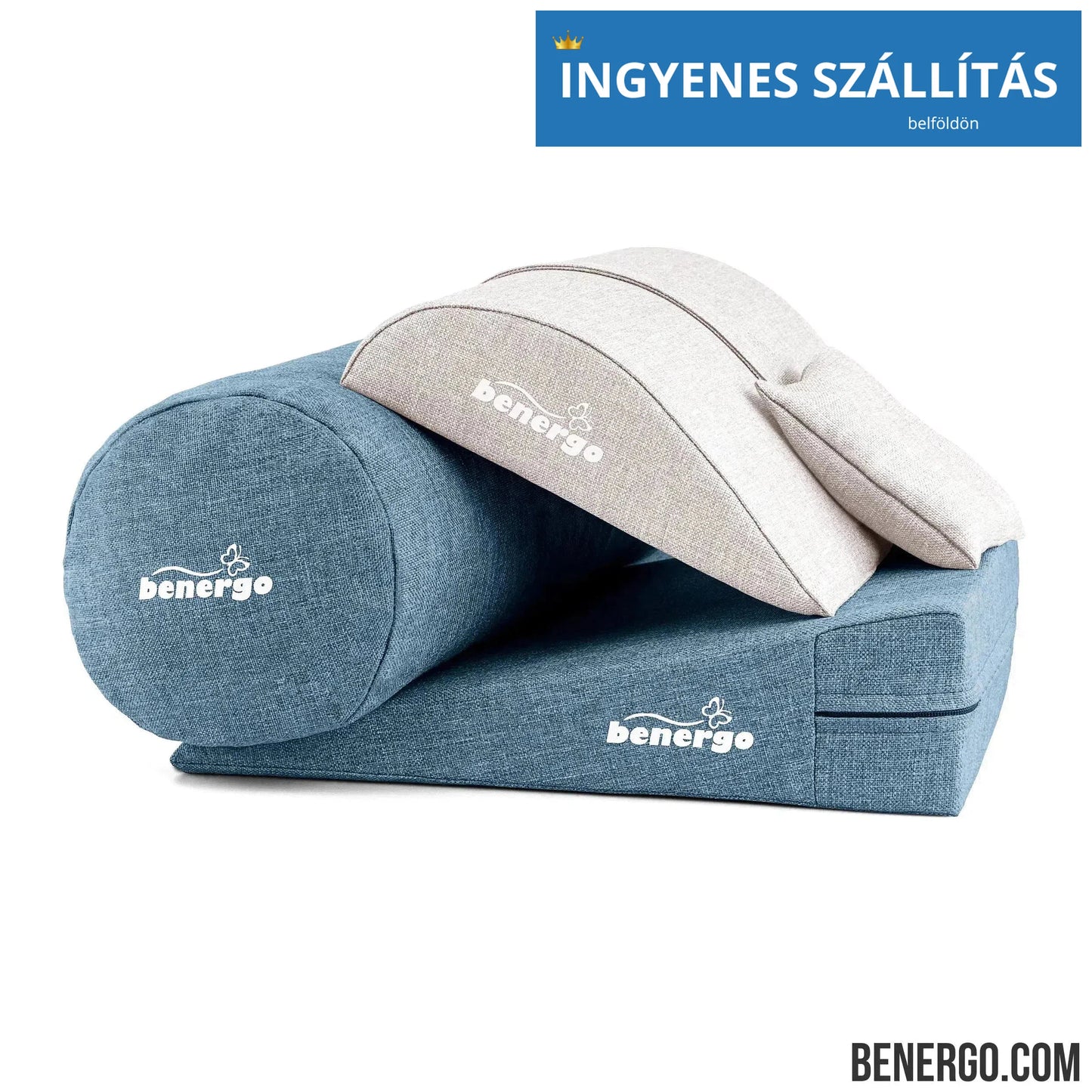 Benergo-teljes csomag-deluxe-tartásjavító párnák egy csomagban: ékpárna, deréktámasz, hengerpárna, egyedi színkombináció #50