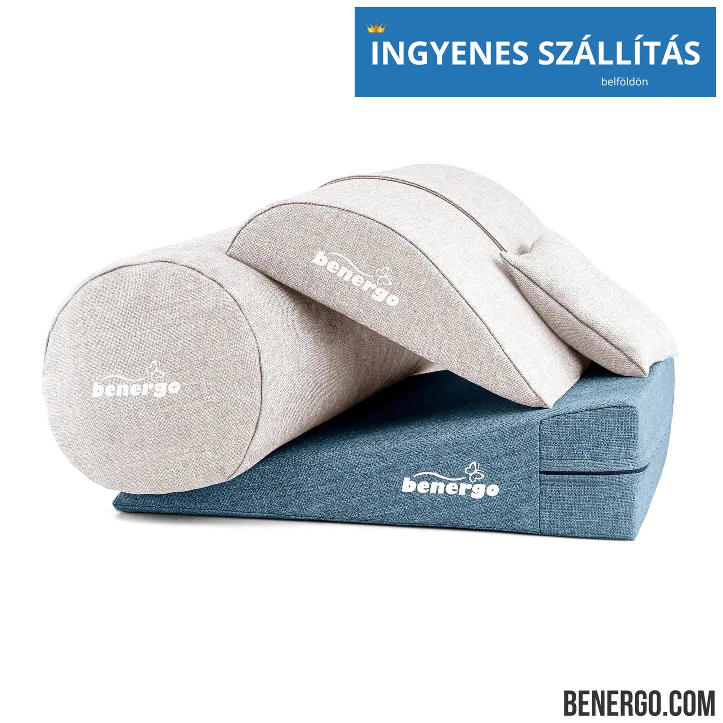 Benergo-teljes csomag-deluxe-tartásjavító párnák egy csomagban: ékpárna, deréktámasz, hengerpárna, egyedi színkombináció #51