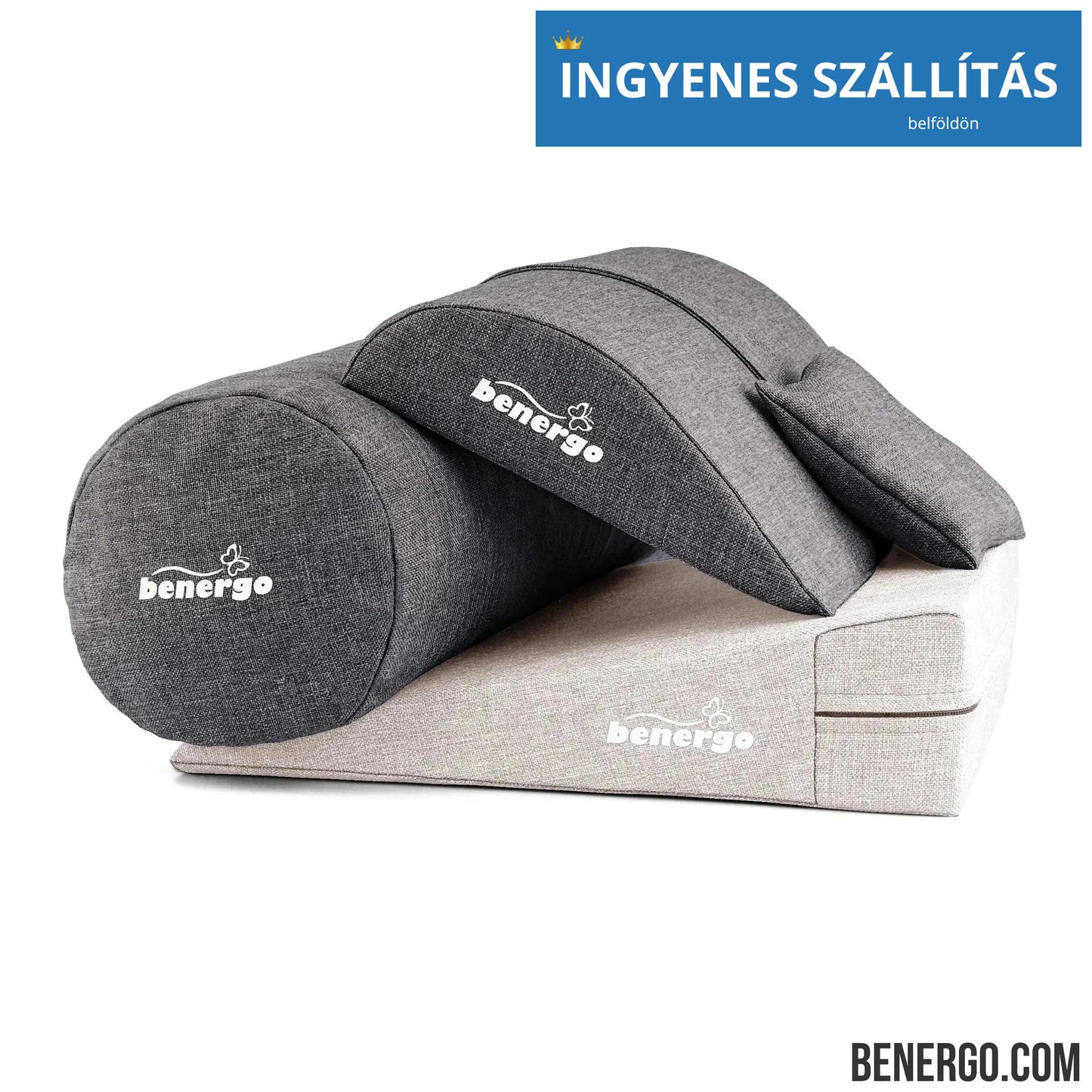 Benergo-teljes csomag-deluxe-tartásjavító párnák egy csomagban: ékpárna, deréktámasz, hengerpárna, egyedi színkombináció #53
