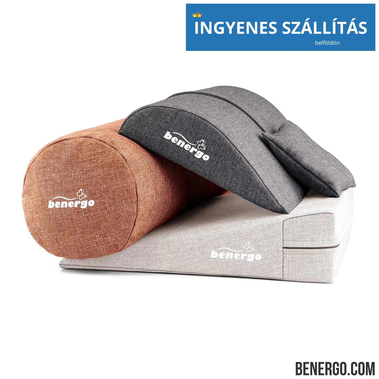Benergo-teljes csomag-deluxe-tartásjavító párnák egy csomagban: ékpárna, deréktámasz, hengerpárna, egyedi színkombináció #54