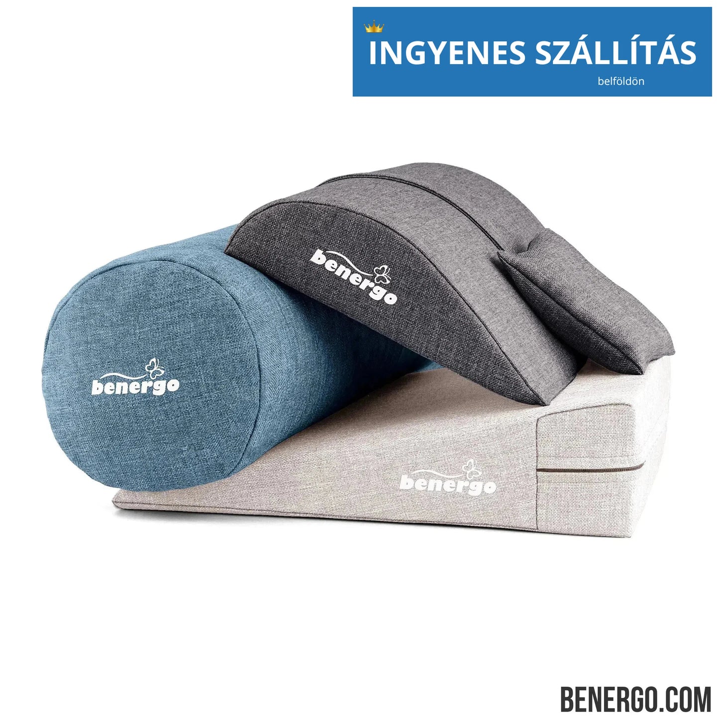 Benergo-teljes csomag-deluxe-tartásjavító párnák egy csomagban: ékpárna, deréktámasz, hengerpárna, egyedi színkombináció #55