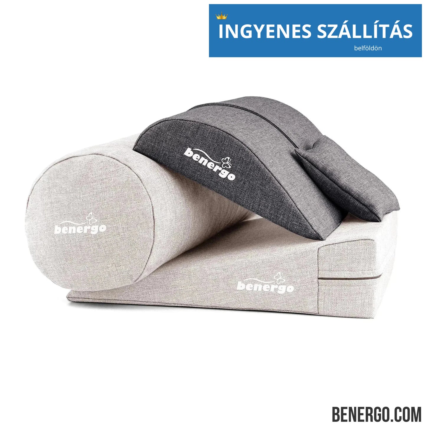 Benergo-teljes csomag-deluxe-tartásjavító párnák egy csomagban: ékpárna, deréktámasz, hengerpárna, egyedi színkombináció #56