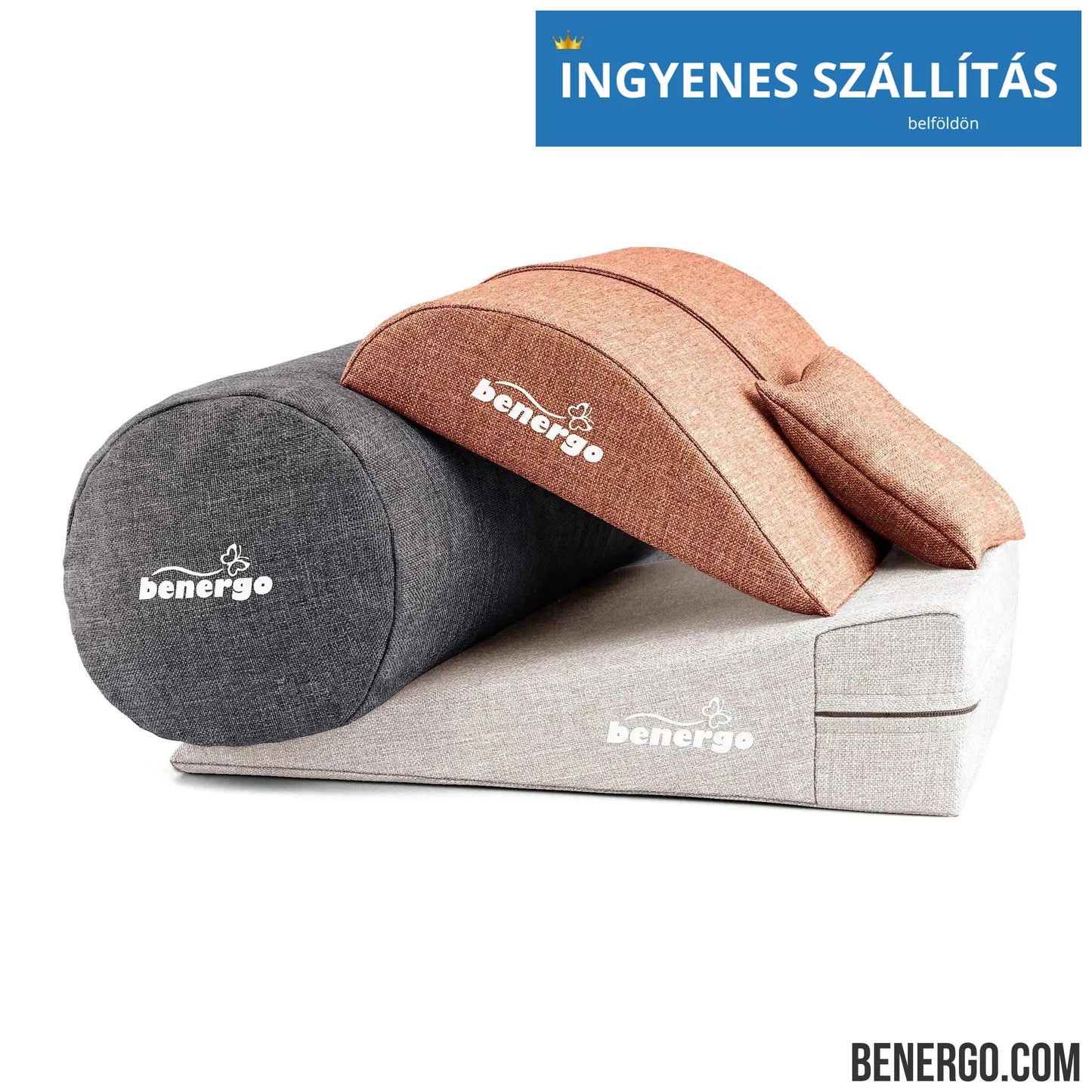 Benergo-teljes csomag-deluxe-tartásjavító párnák egy csomagban: ékpárna, deréktámasz, hengerpárna, egyedi színkombináció #57