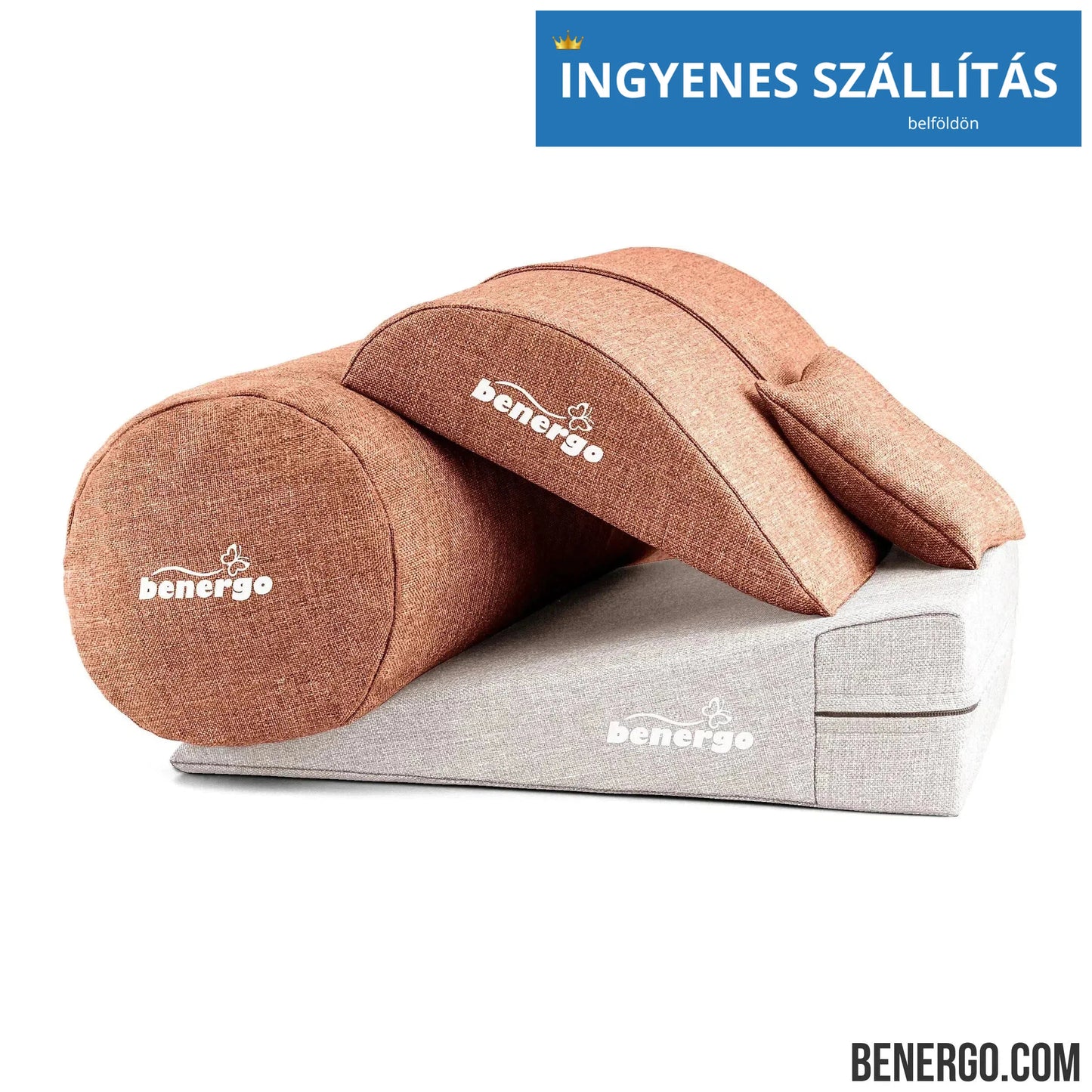 Benergo-teljes csomag-deluxe-tartásjavító párnák egy csomagban: ékpárna, deréktámasz, hengerpárna, egyedi színkombináció #58
