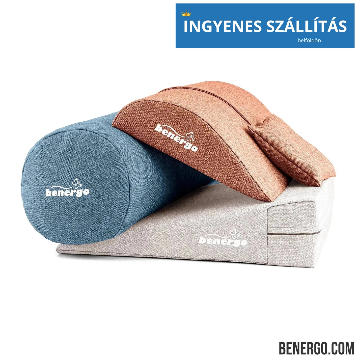 Benergo-teljes csomag-deluxe-tartásjavító párnák egy csomagban: ékpárna, deréktámasz, hengerpárna, egyedi színkombináció #59