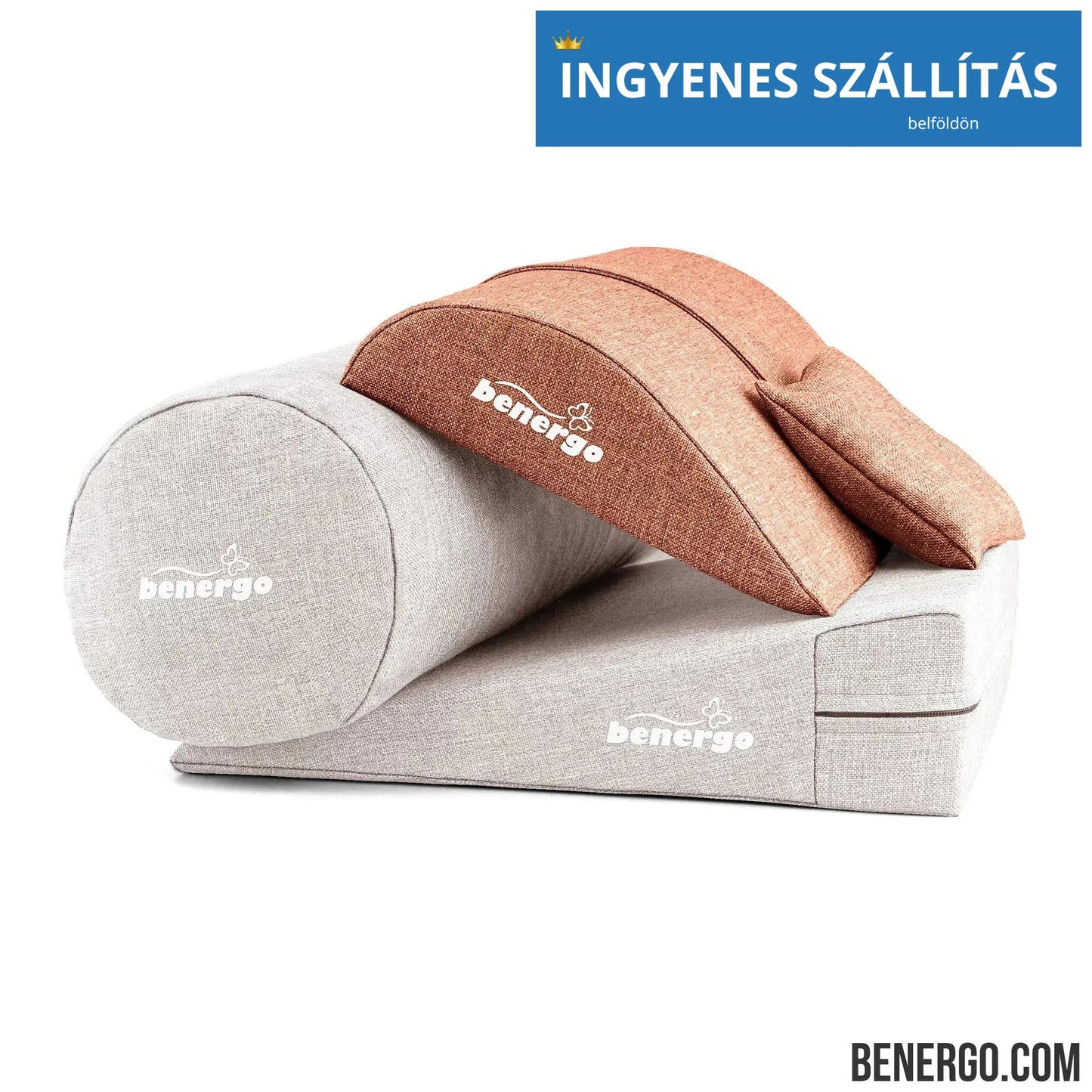 Benergo-teljes csomag-deluxe-tartásjavító párnák egy csomagban: ékpárna, deréktámasz, hengerpárna, egyedi színkombináció #60