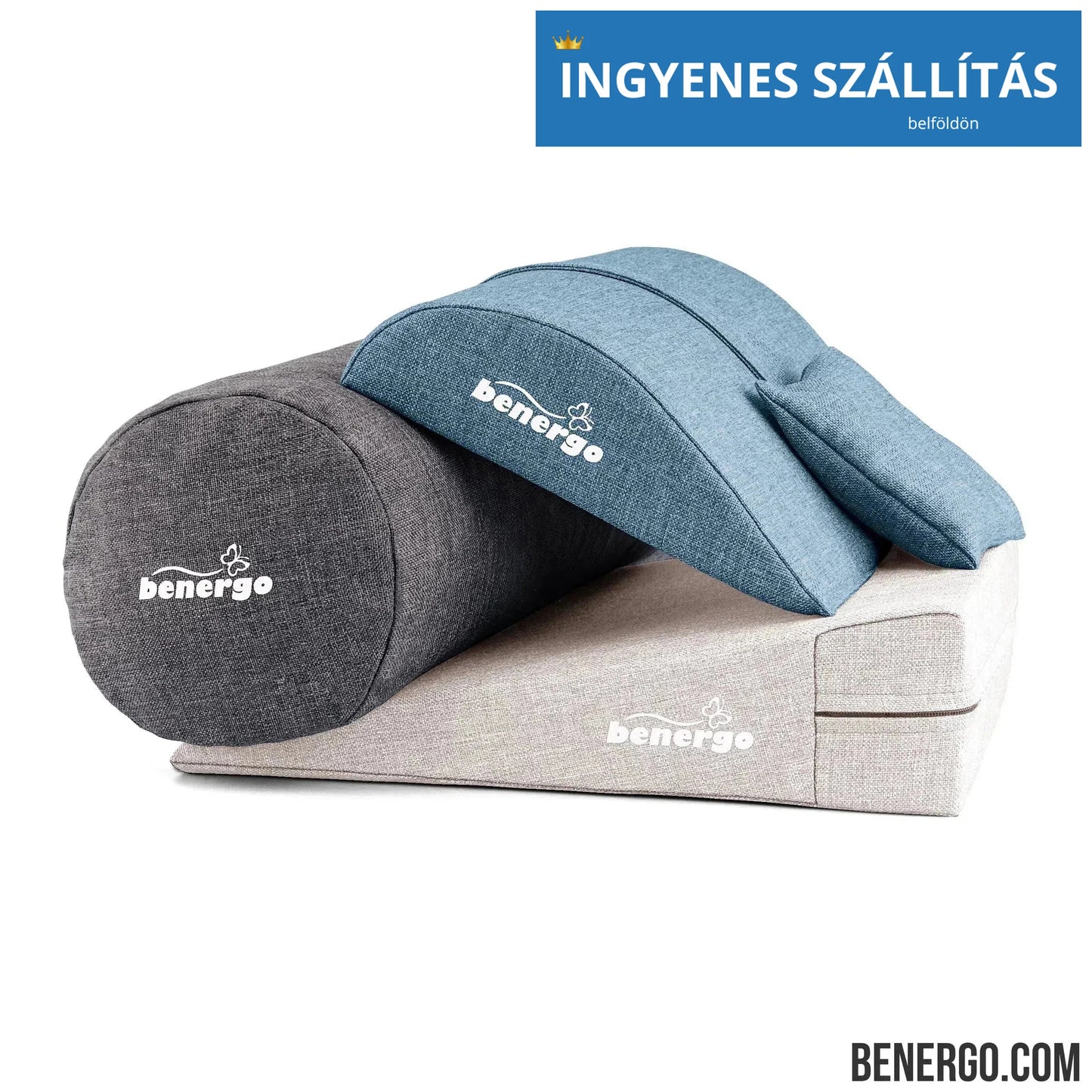 Benergo-teljes csomag-deluxe-tartásjavító párnák egy csomagban: ékpárna, deréktámasz, hengerpárna, egyedi színkombináció #61