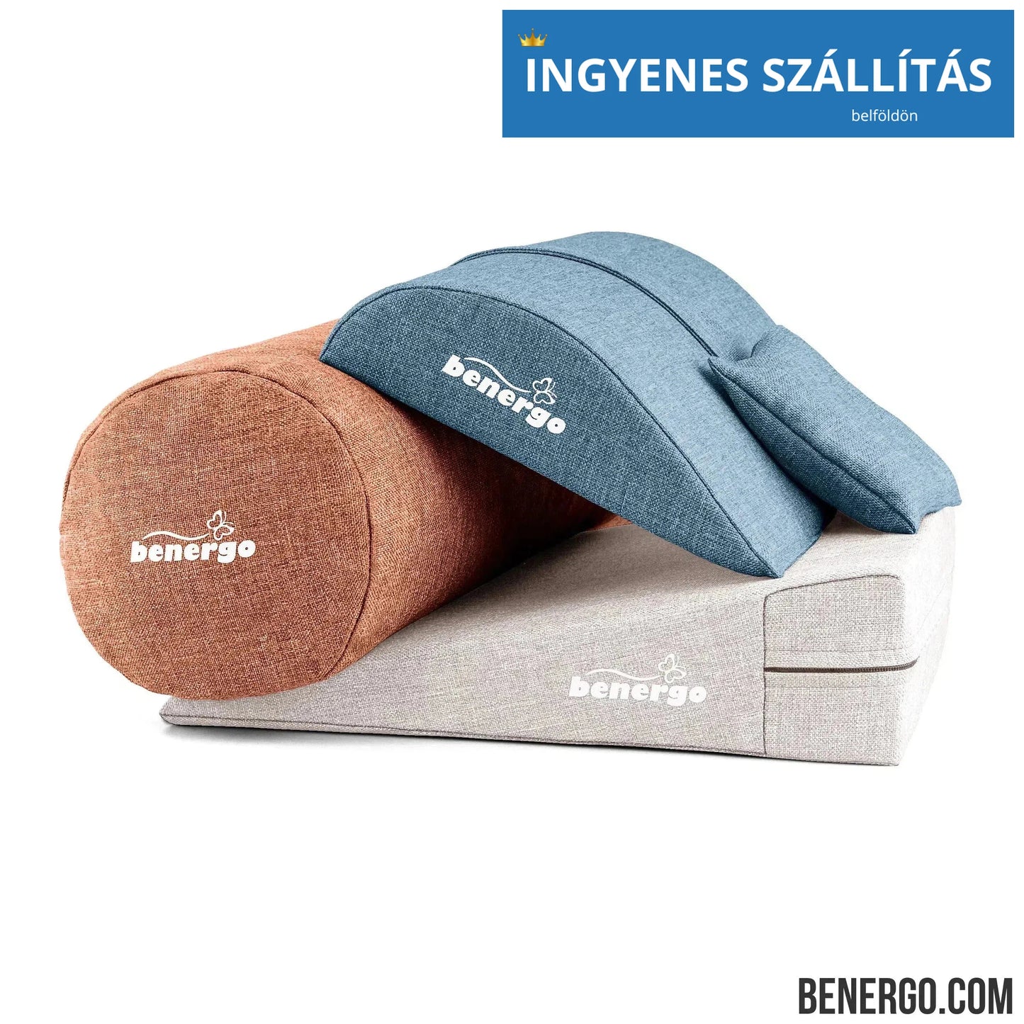 Benergo-teljes csomag-deluxe-tartásjavító párnák egy csomagban: ékpárna, deréktámasz, hengerpárna, egyedi színkombináció #62
