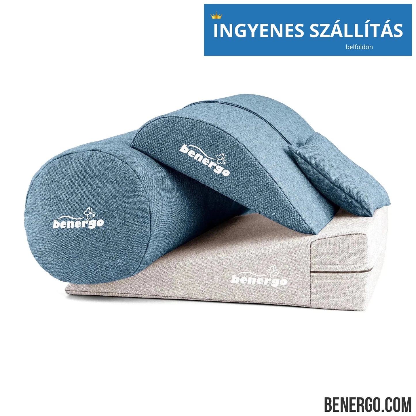 Benergo-teljes csomag-deluxe-tartásjavító párnák egy csomagban: ékpárna, deréktámasz, hengerpárna, egyedi színkombináció #63