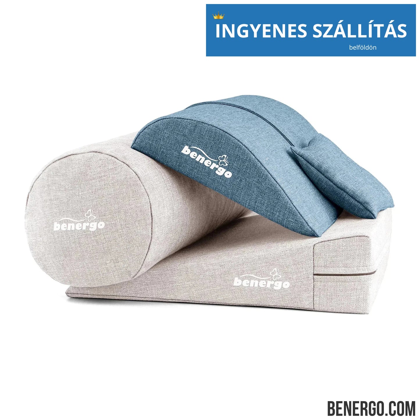 Benergo-teljes csomag-deluxe-tartásjavító párnák egy csomagban: ékpárna, deréktámasz, hengerpárna, egyedi színkombináció #64