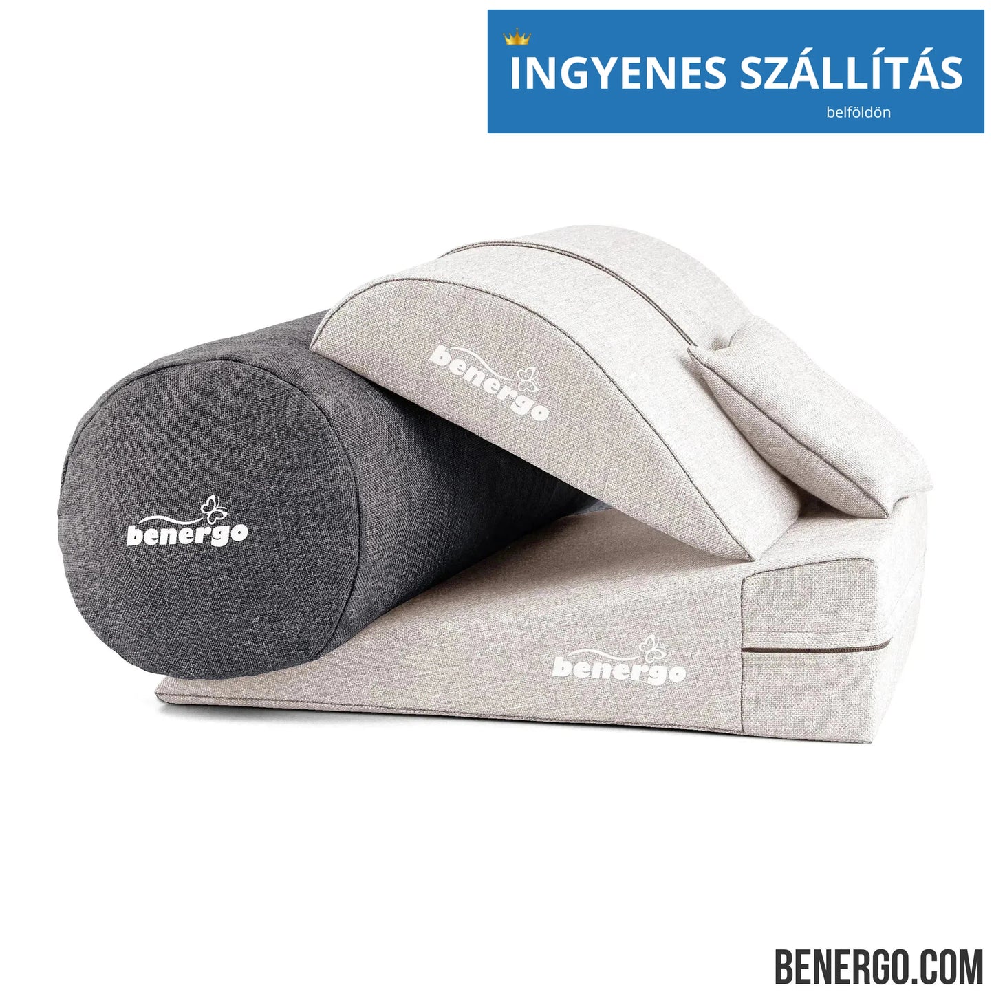 Benergo-teljes csomag-deluxe-tartásjavító párnák egy csomagban: ékpárna, deréktámasz, hengerpárna, egyedi színkombináció #65