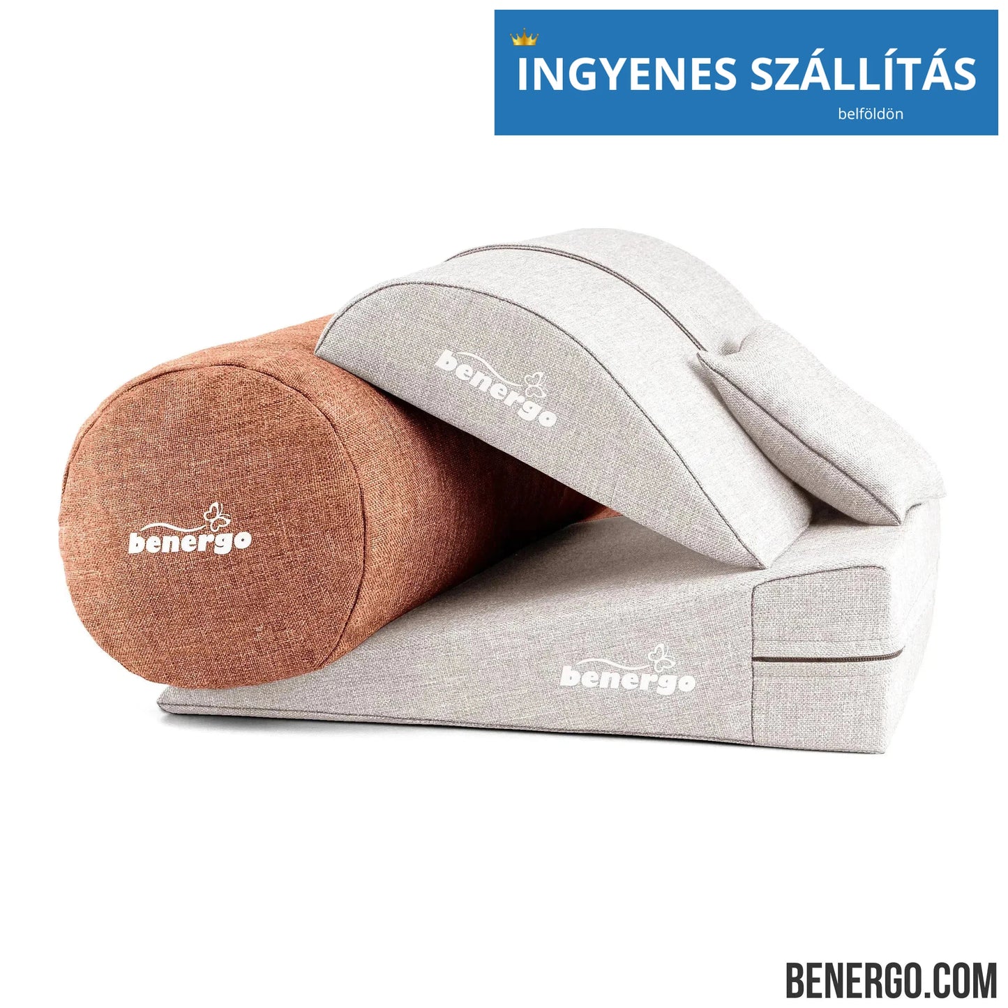 Benergo-teljes csomag-deluxe-tartásjavító párnák egy csomagban: ékpárna, deréktámasz, hengerpárna, egyedi színkombináció #66