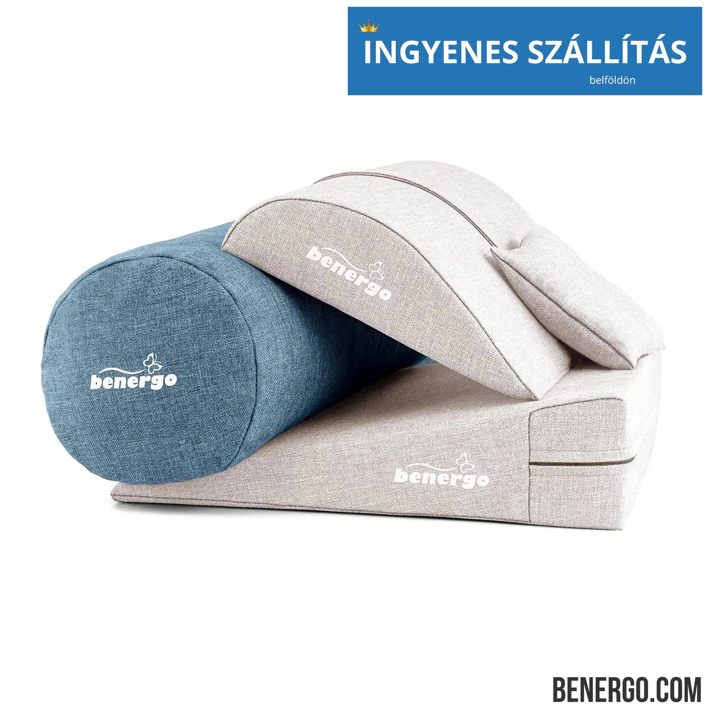 Benergo-teljes csomag-deluxe-tartásjavító párnák egy csomagban: ékpárna, deréktámasz, hengerpárna, egyedi színkombináció #67